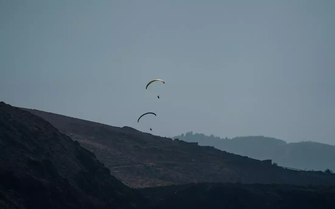 Paragliding over the impressive landscape of Grand Canary