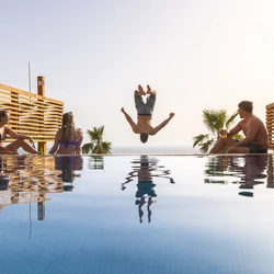 infinity pool in sea view surf camp morocco