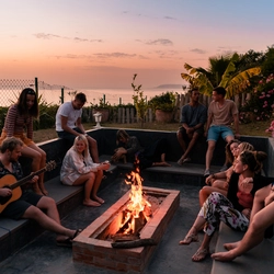 bonfire at pure surf camp morocco