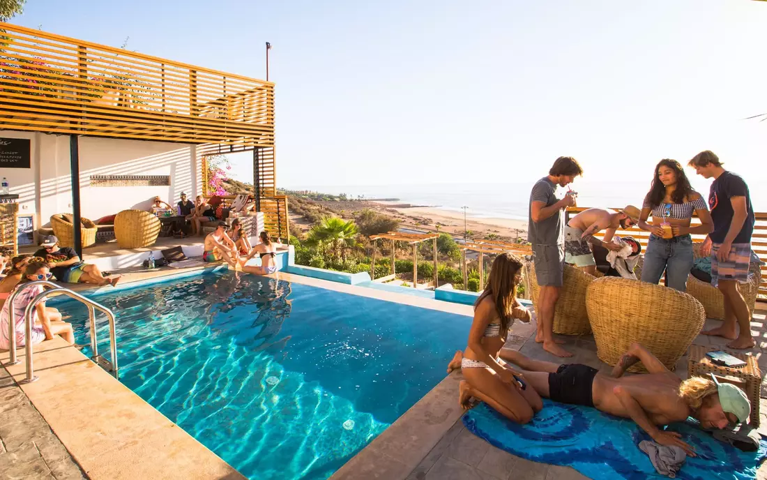 pool at sea view surf camp morocco
