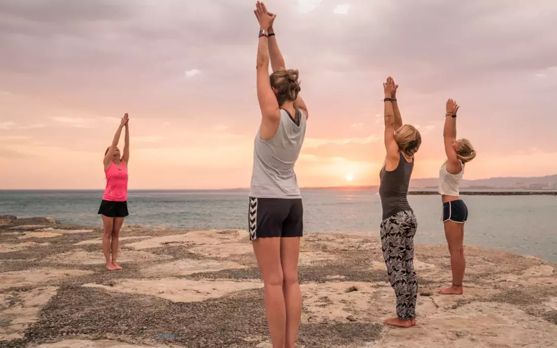 Yoga session on the coast of Caparica