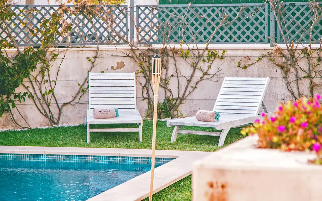 Chilling by the pool and surfing