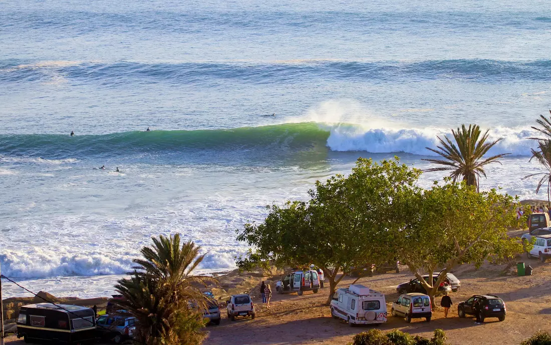 Excursion to an exotic world breaking wave on beach in morocco