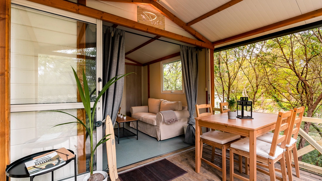 the veranda of your accommodation at 24+ Surfcamp