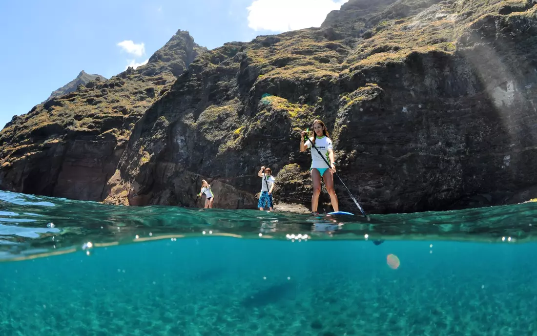 sup tour on a beach in the algarve