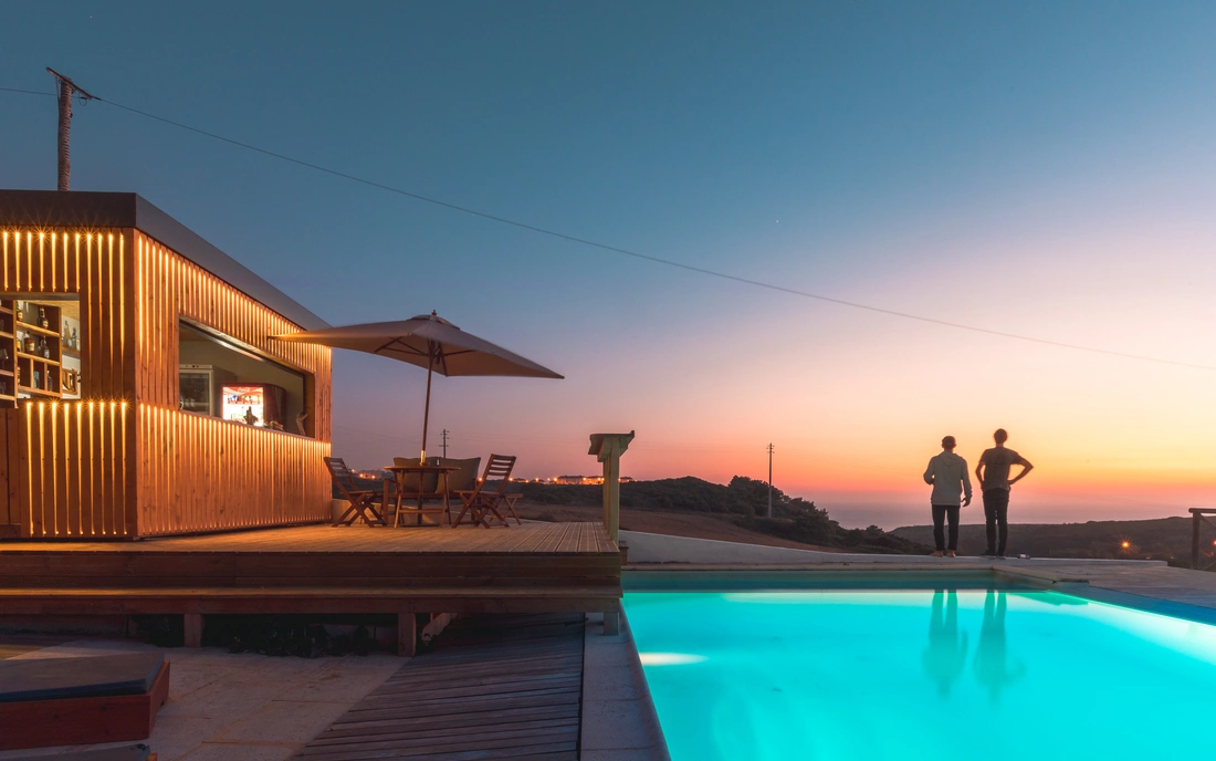 Incredible colors at sunset by the pool