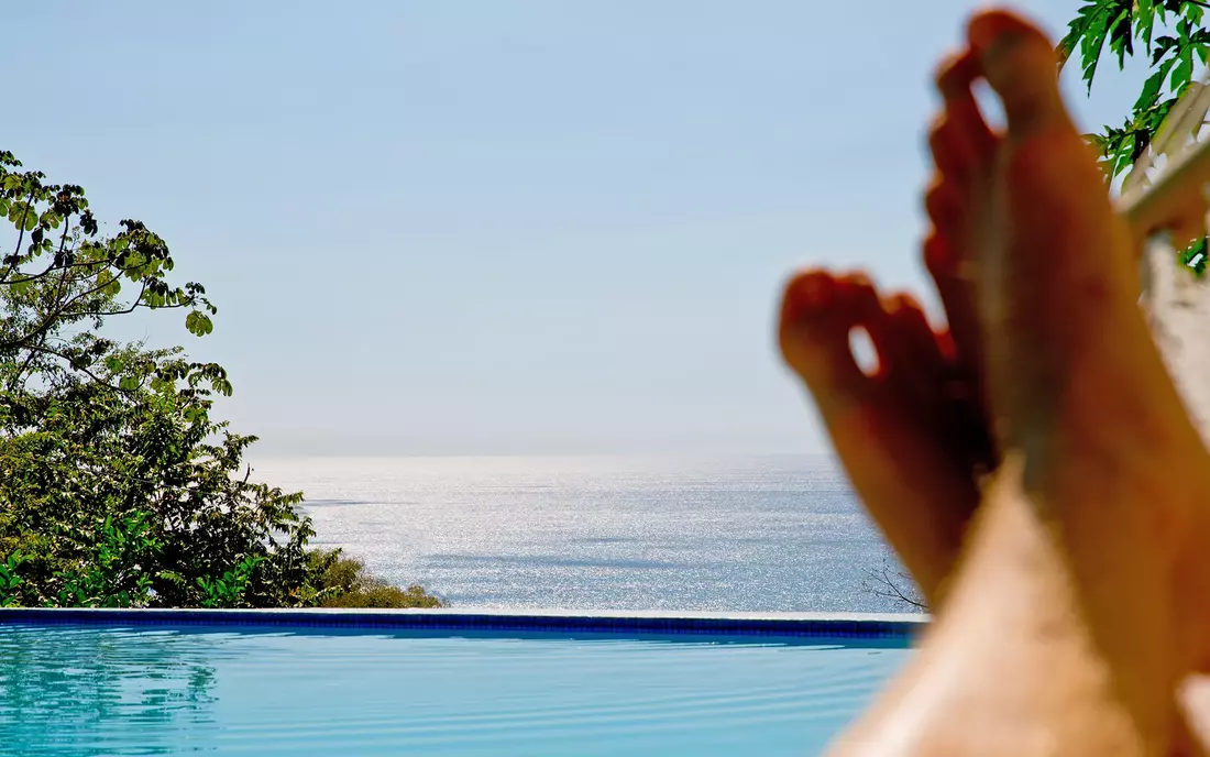 sea view from the pool in the surf house costa rica