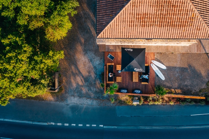 Surfcamp Seignosse Terrasse von oben