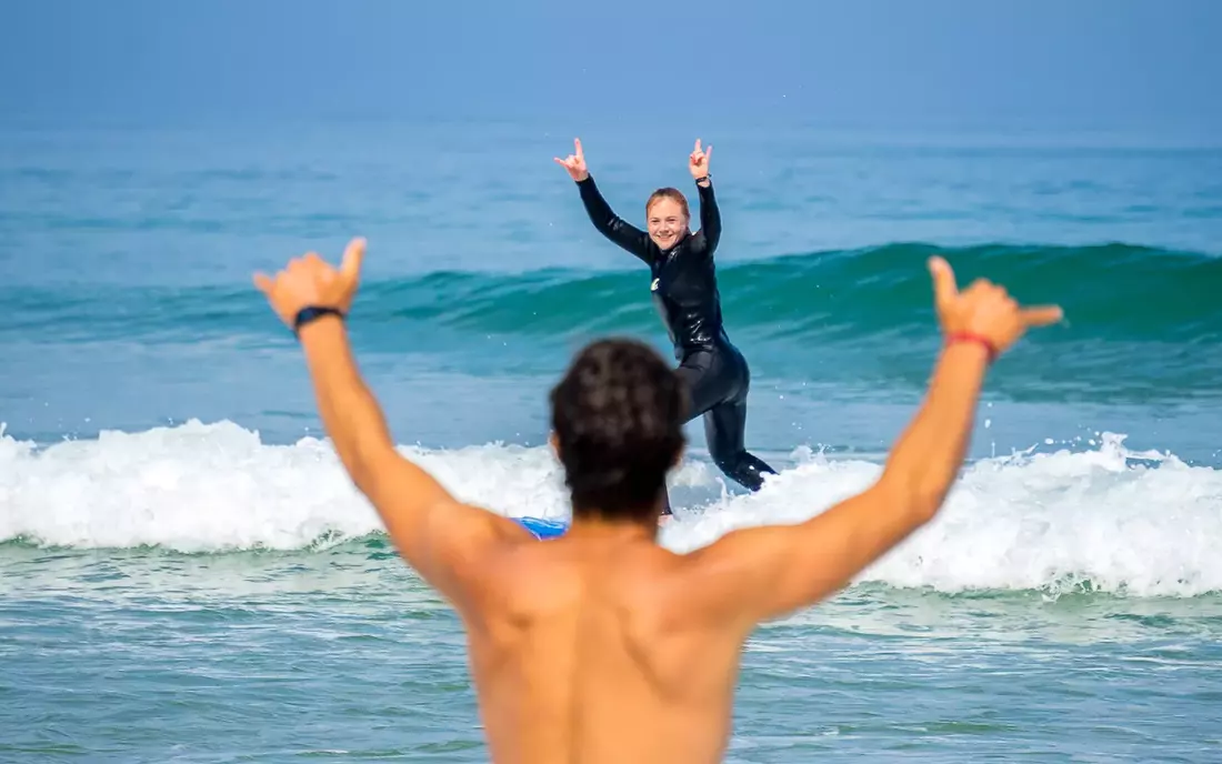 With experienced surf instructors