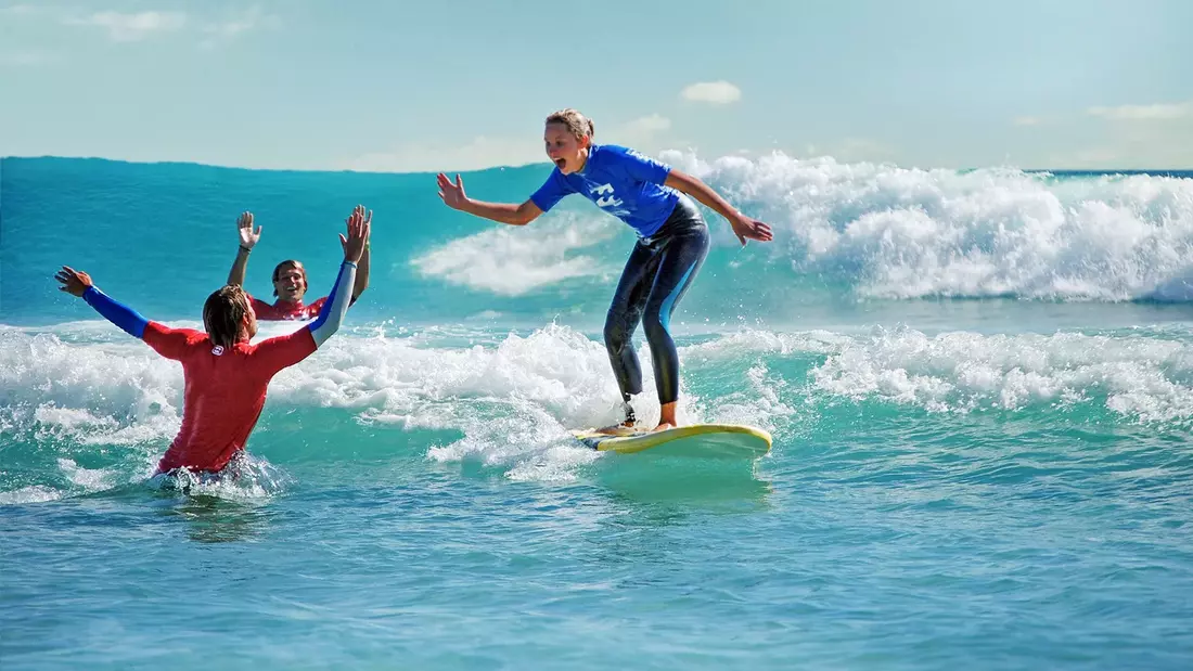 surf lesson at the beach of fuerteventura