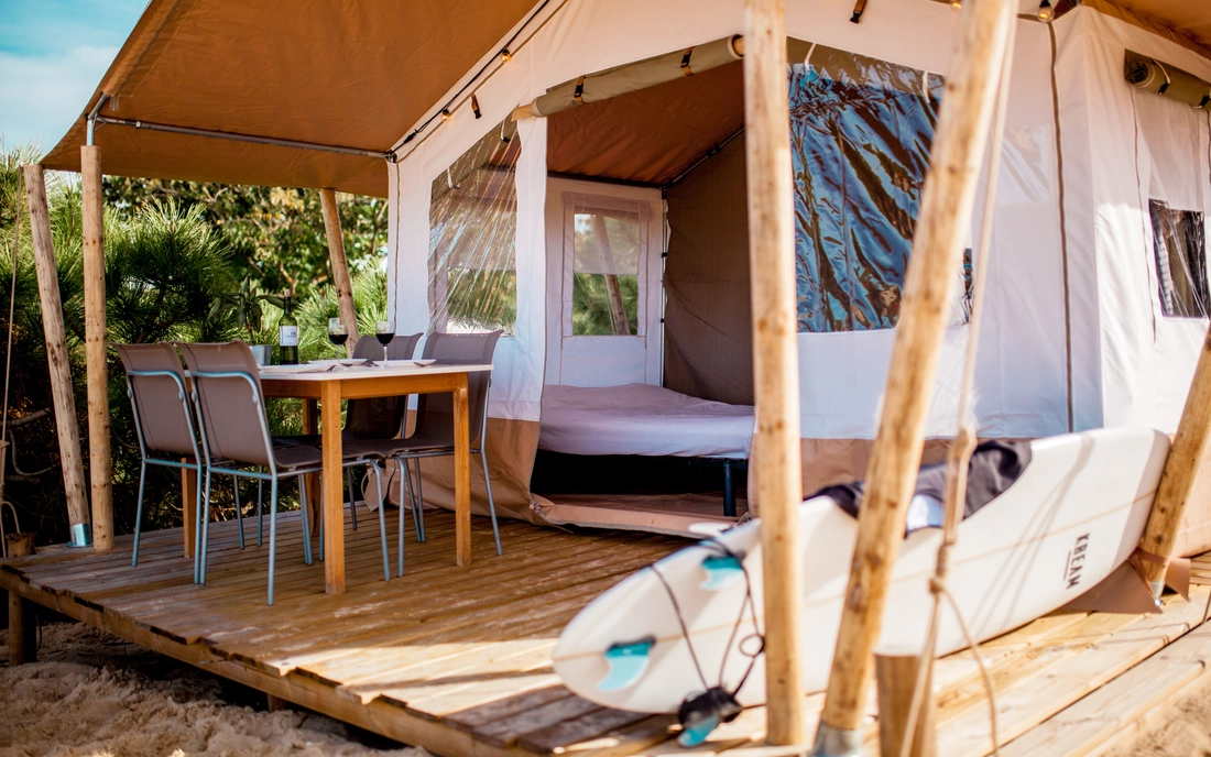 Puresurfcamps Familien Surfcamp St. Girons Safari Tent Zelt