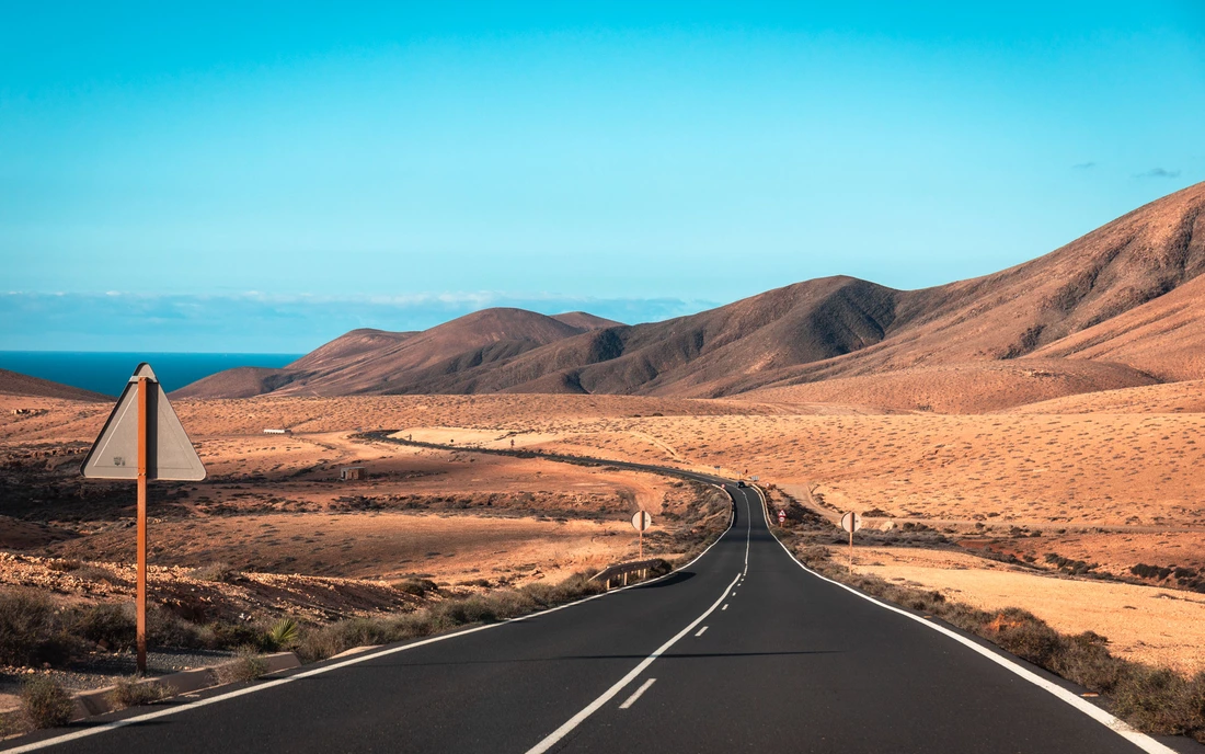 landscape and street on fuerteventura