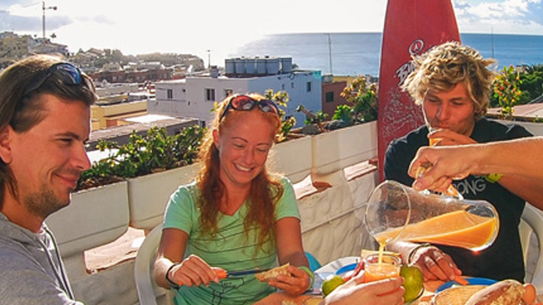 dinner at surf camp fuerteventura