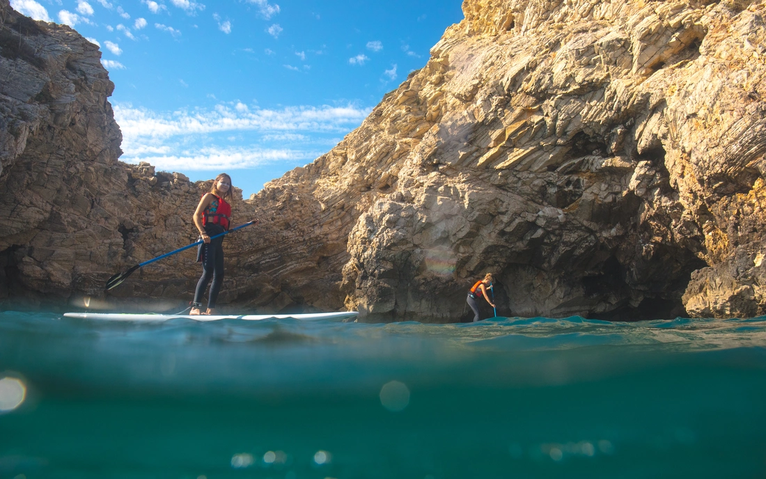 sup tour on a beach in the algarve