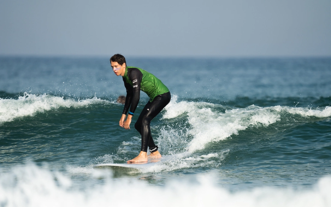 when the waves are small it's possible to surf some green waves