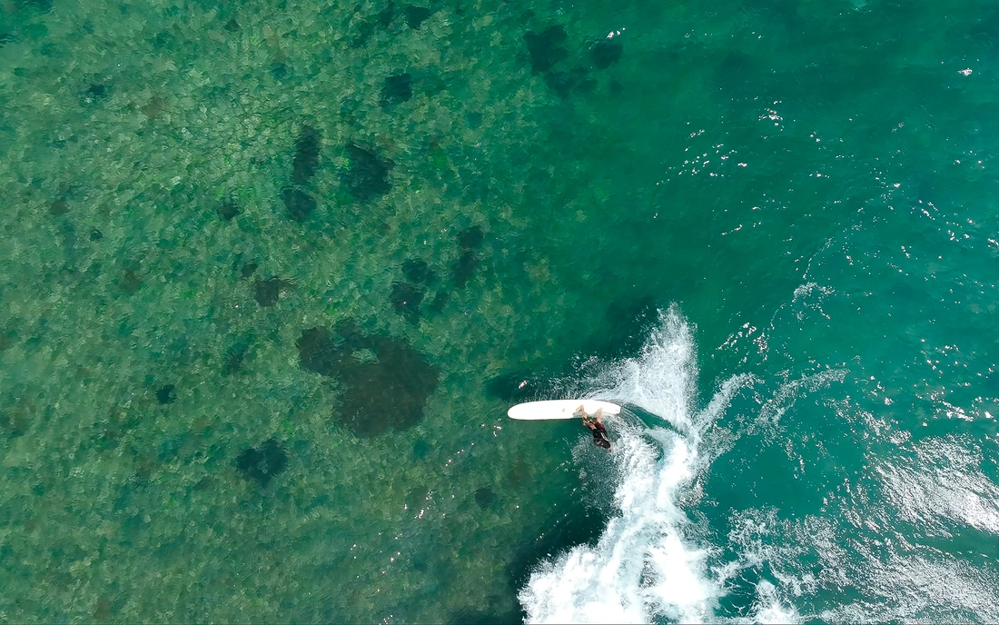 turn im kristal klares wasser Beachfront Surfcamp Sri Lanka Guiding 