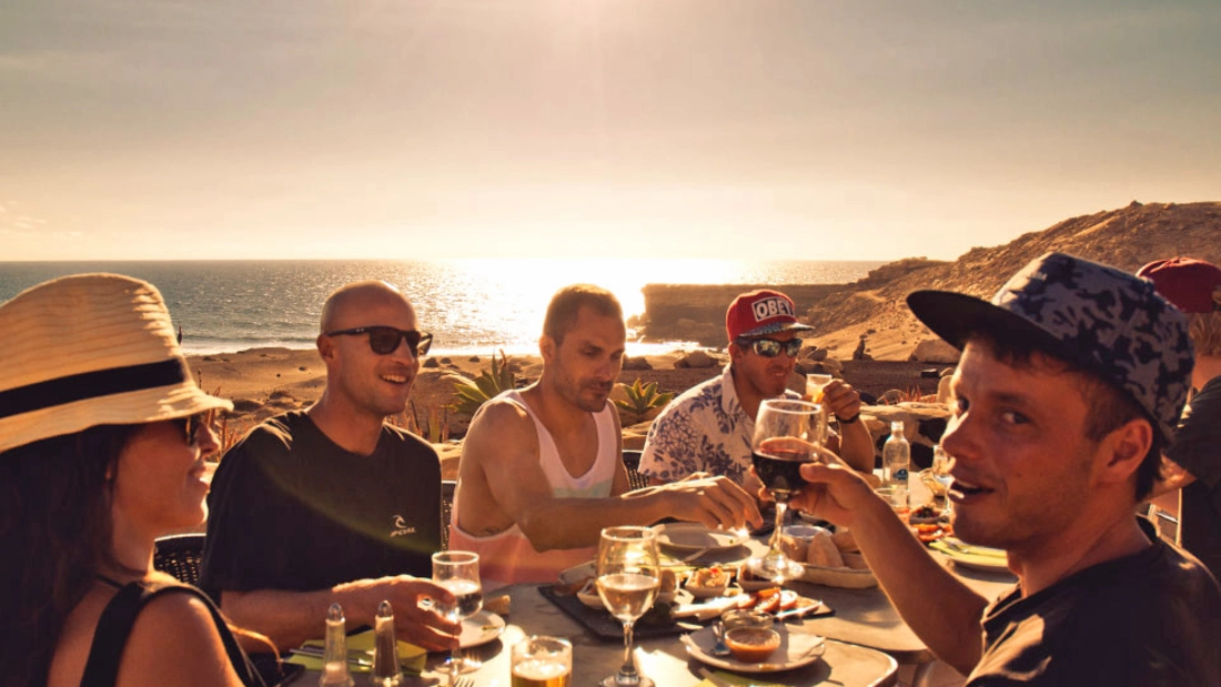 dinner at surf camp fuerteventura