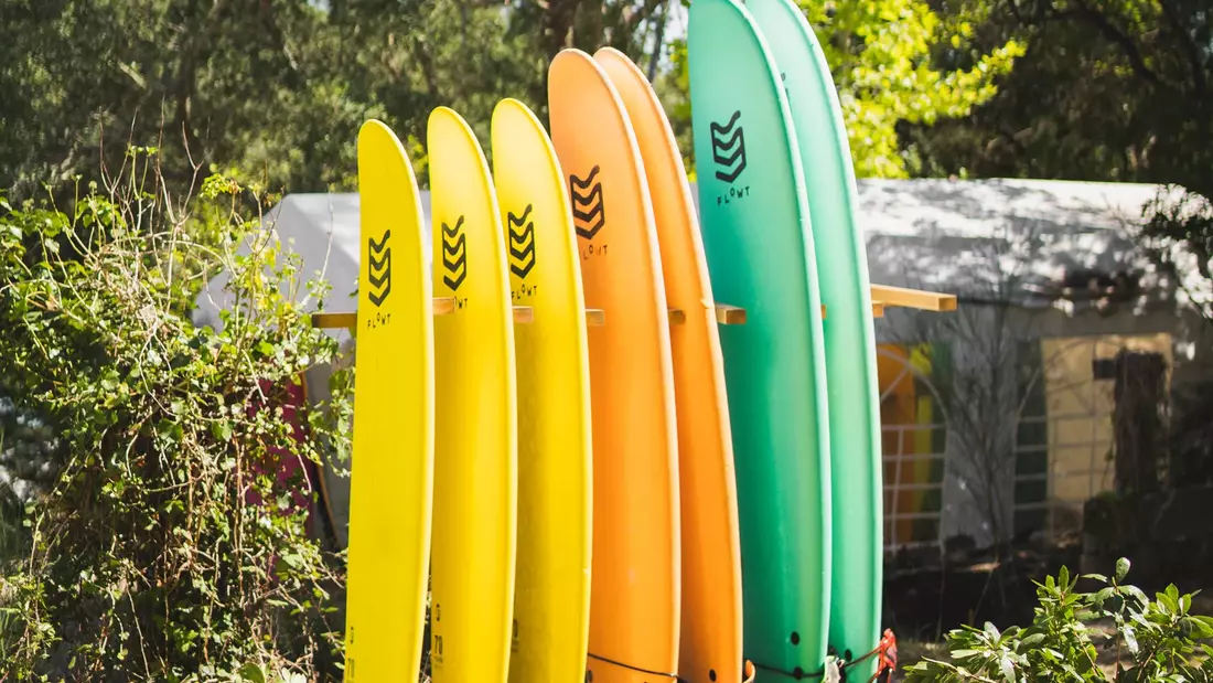 surfboards at surf camp oyambre