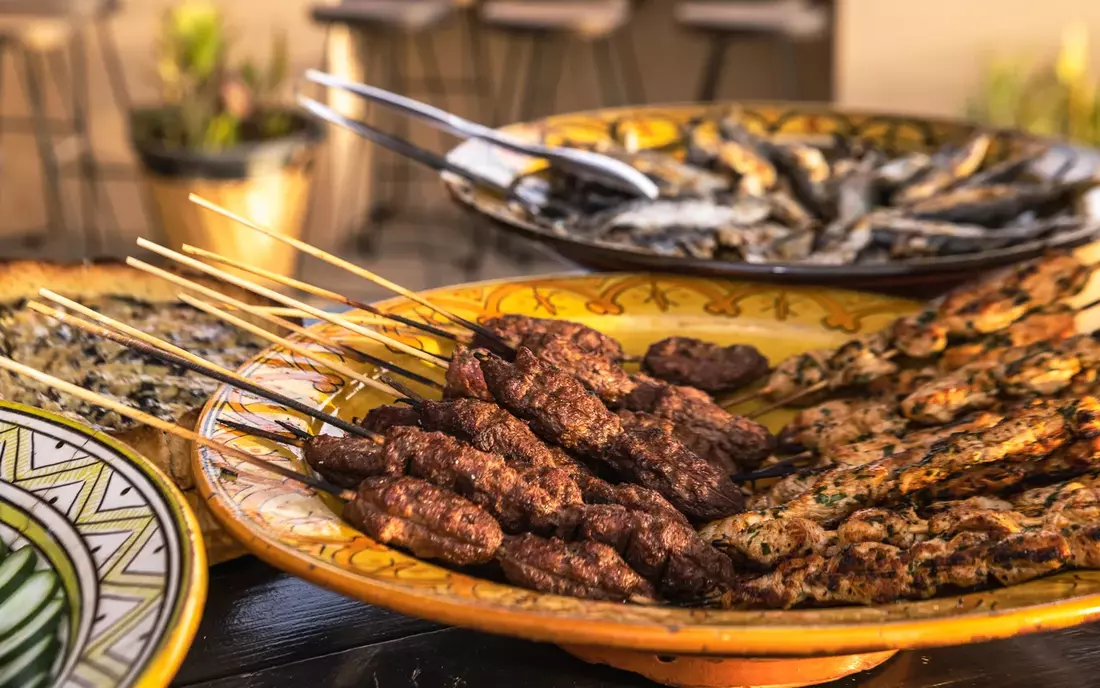 Buffet at Sea View Surfcamp Morocco