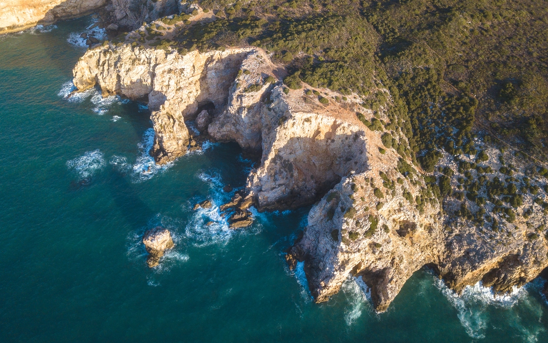 cliffs in the algarve from above