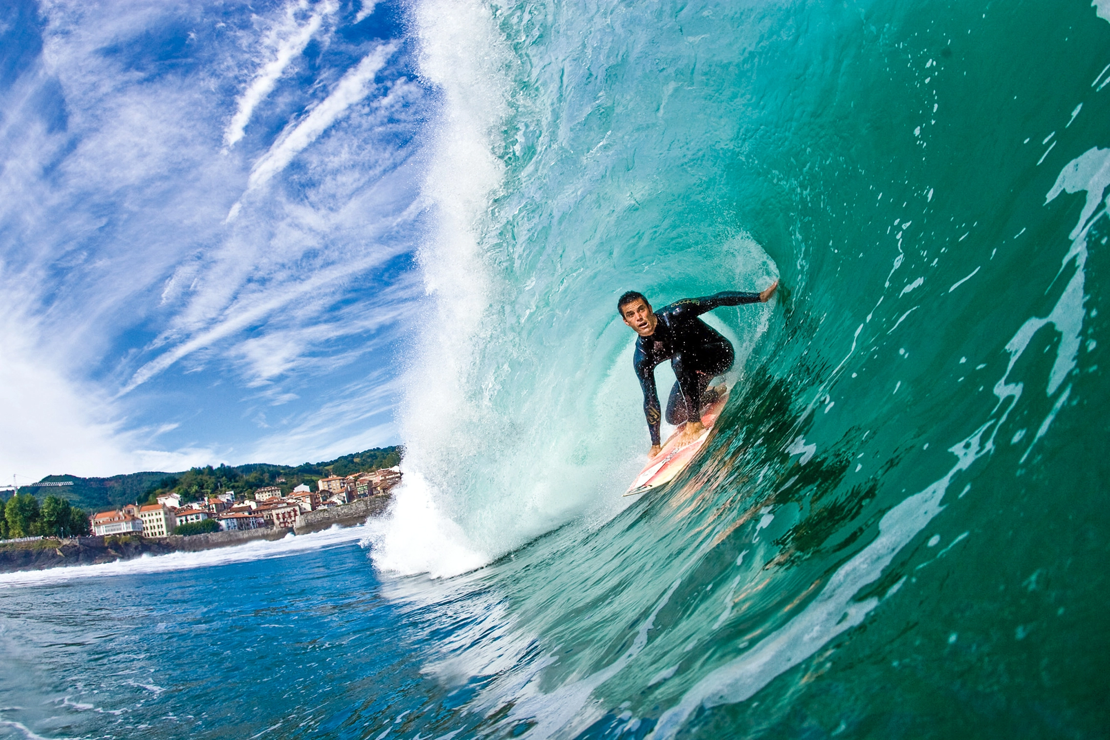 surfer in barrel in fuerteventura