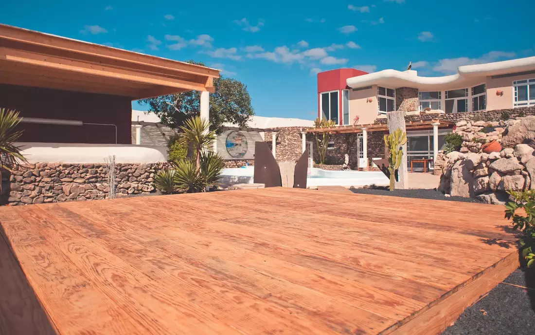 yoga terrace at the surf villa fuerte