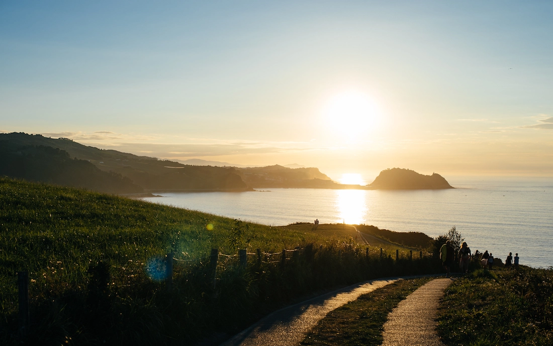 landscape during sunset at surf camp zarautz