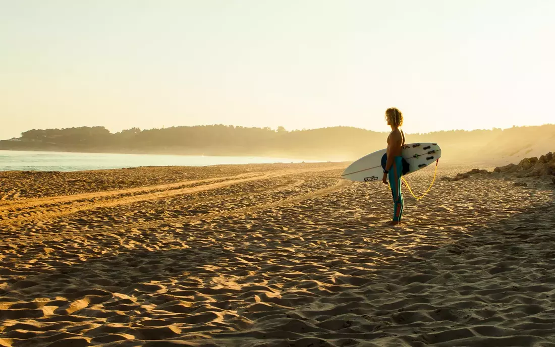 surfer at the beach in galicia