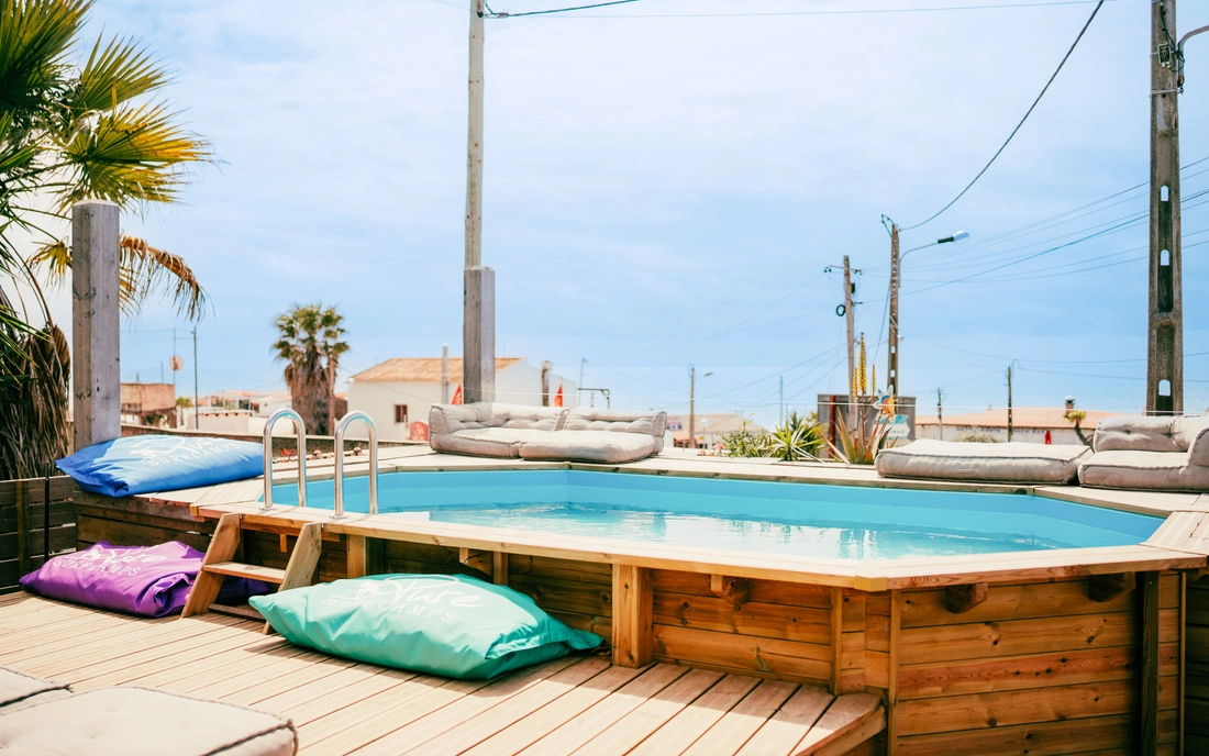 Terrace of Beachfront Surf Camp Caparica