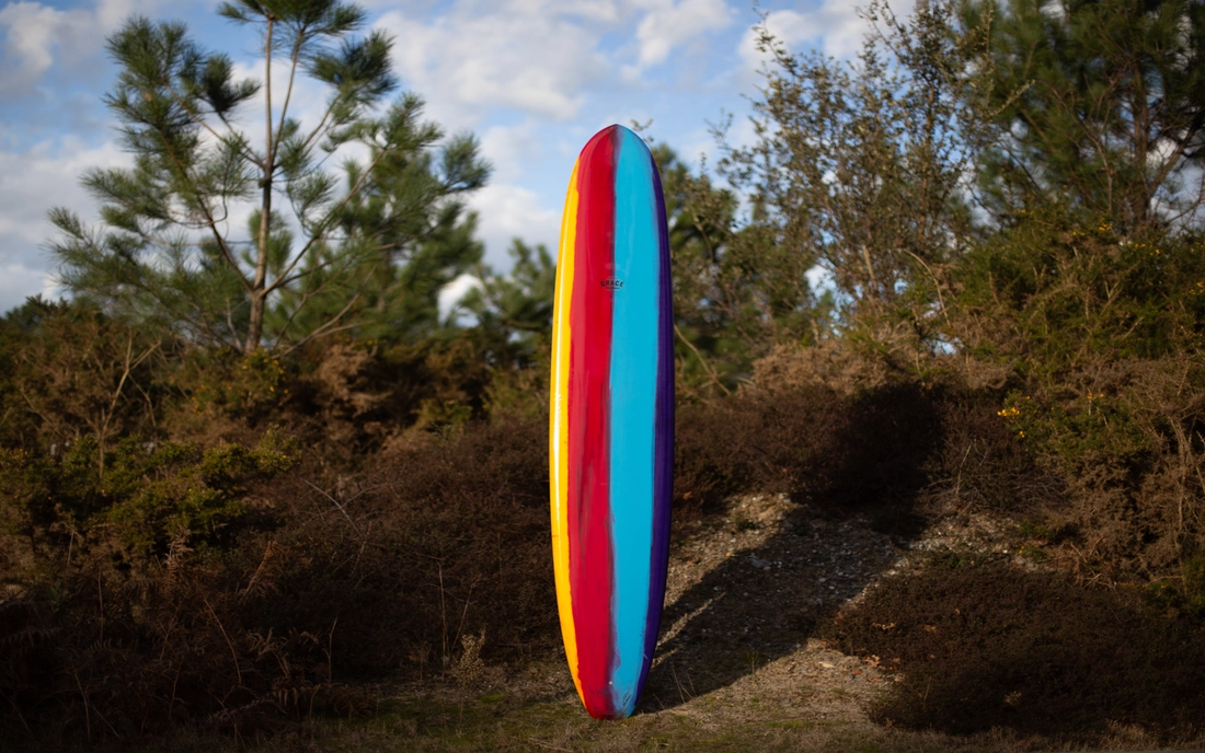 Buntes Longboard Surfbrett