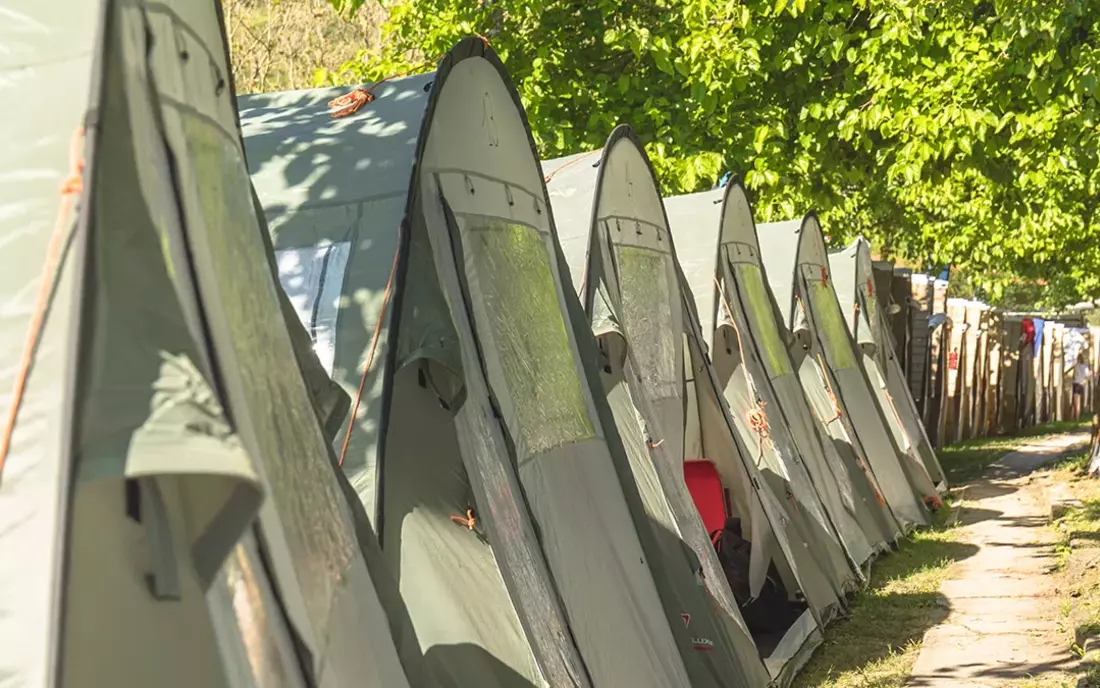 tents at surf camp zarautz