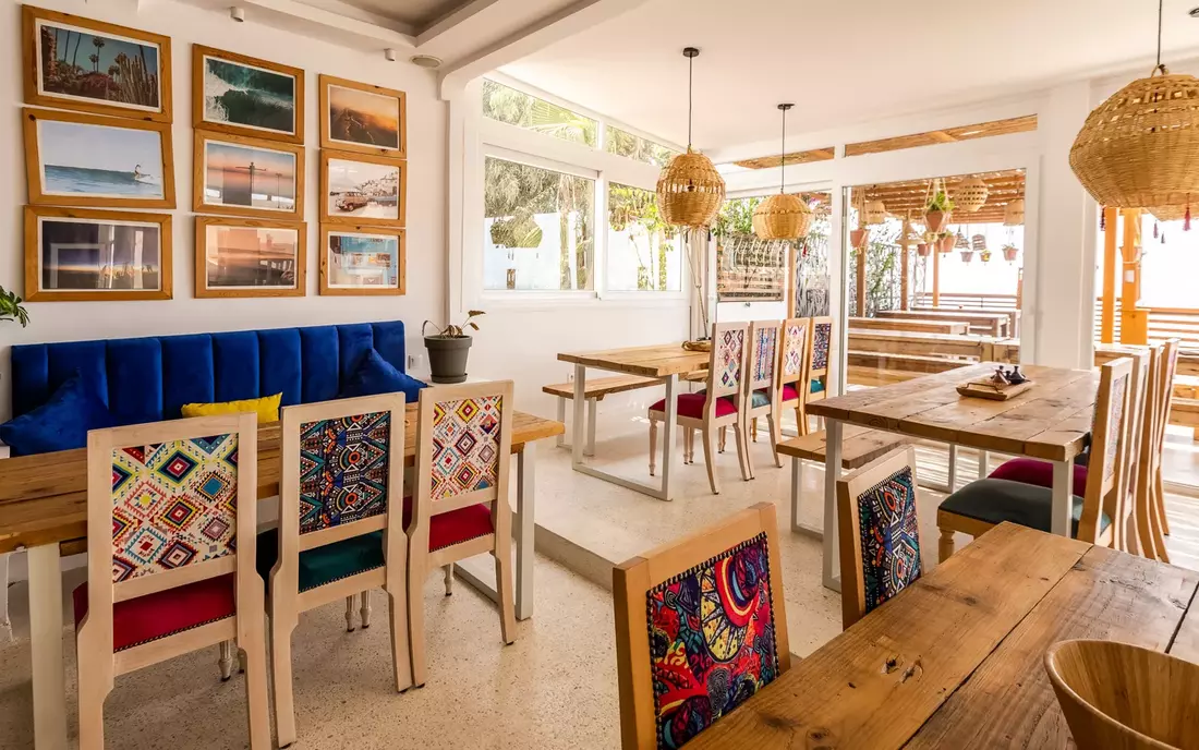 Dining area at Sea View Surfcamp Morocco