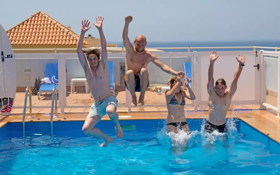 pool at surf camp fuerteventura