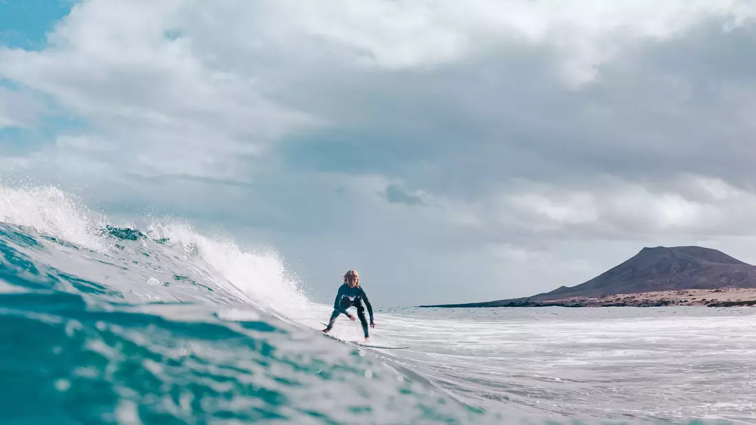 Surfing is a popular sport on Fuerteventura.