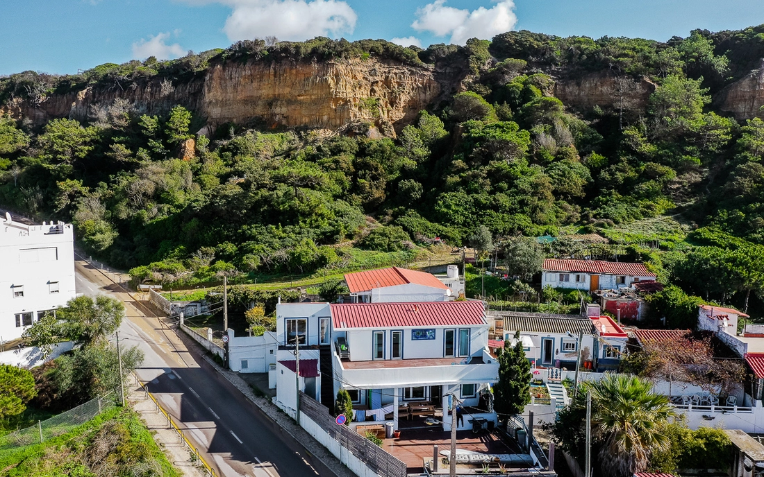 The mountains behind Beachfront Surf Camp Caparica