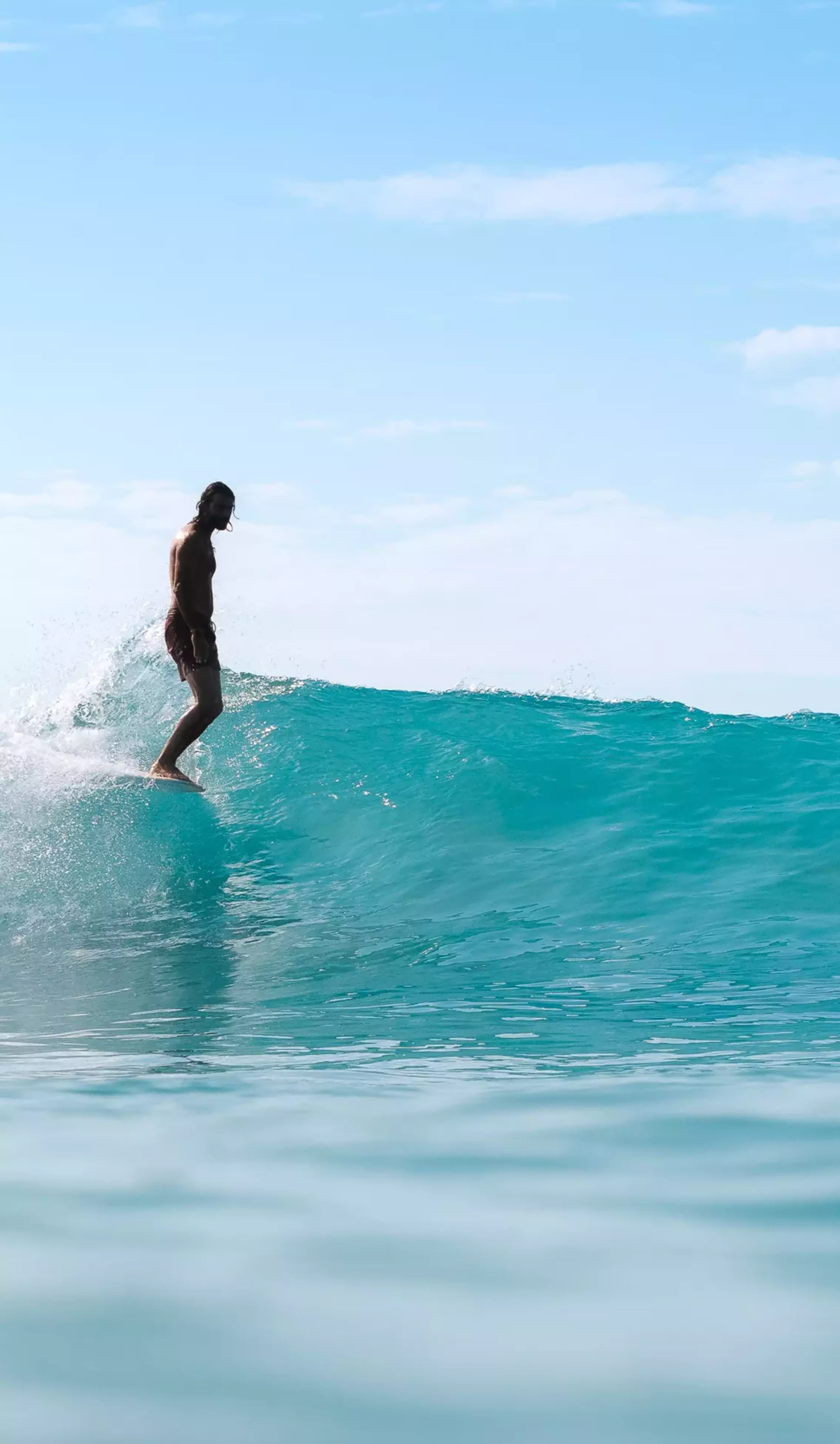 Hang ten in a perfect wave on a sunny day