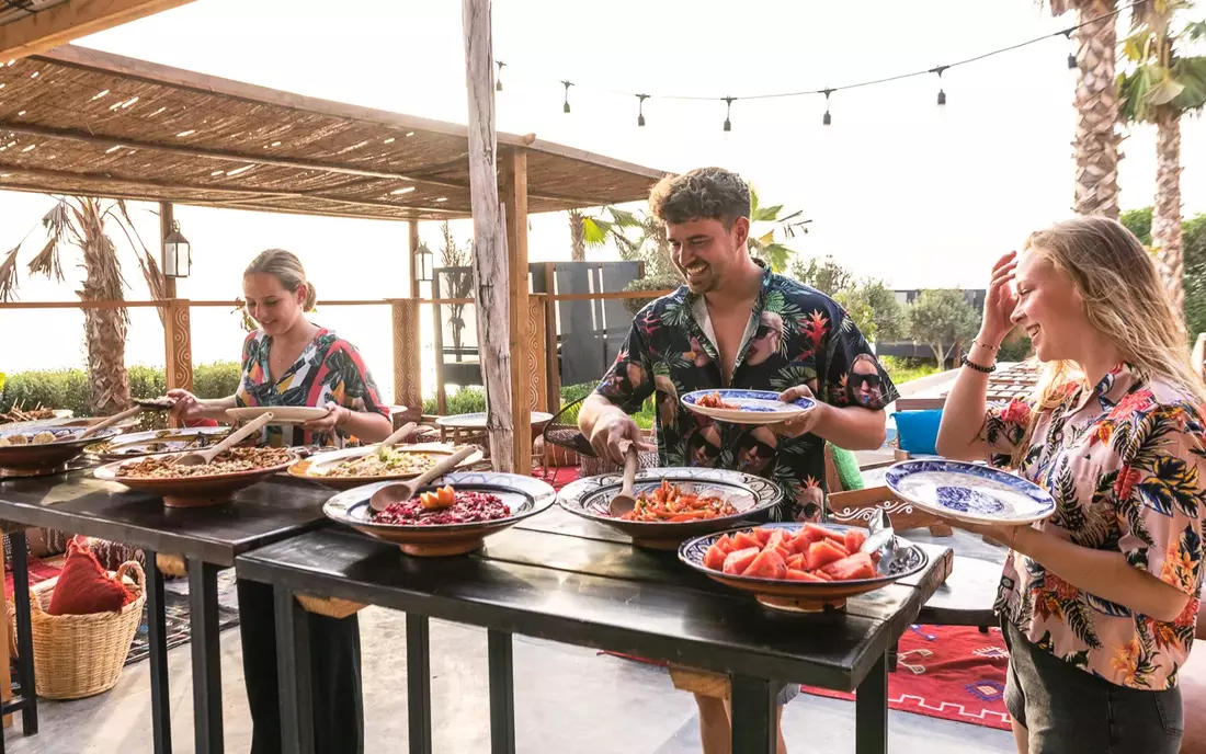 Buffet at Sea View Surfcamp Morocco