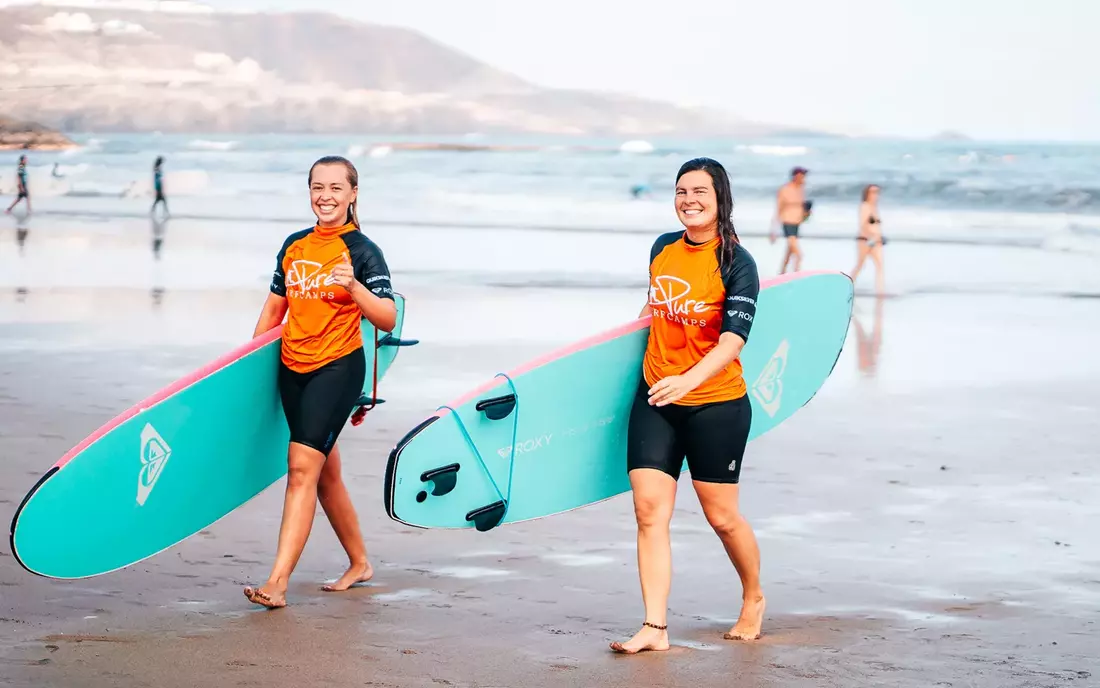 Happy faces after the surf course