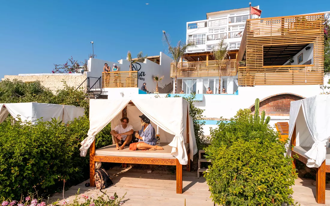surf camp morocco lounge area