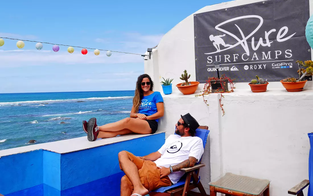 terrace of surf camp gran canary