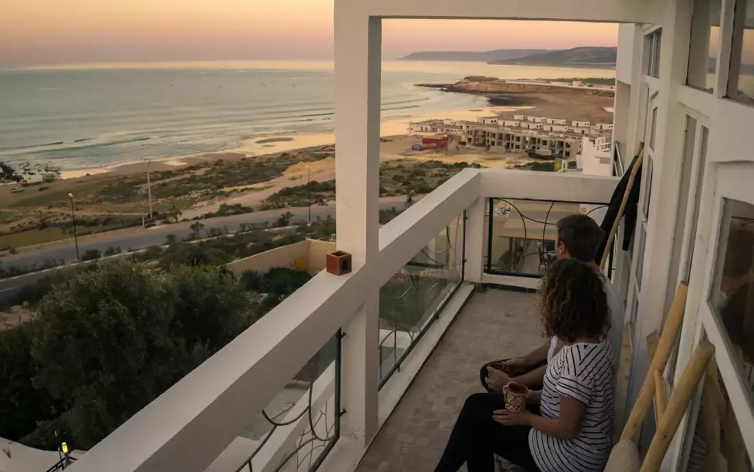 The balcony is also a popular spot at sunset