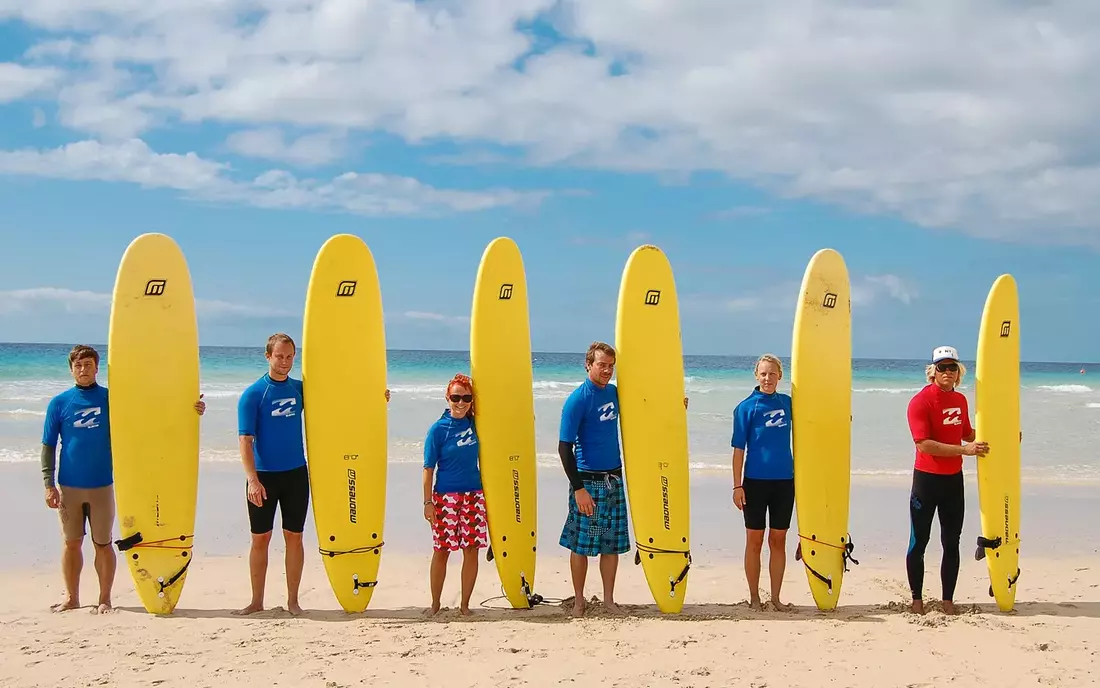 surf lesson at the beach of fuerteventura