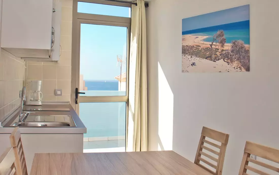 kitchen of apartment in surf camp fuerteventura