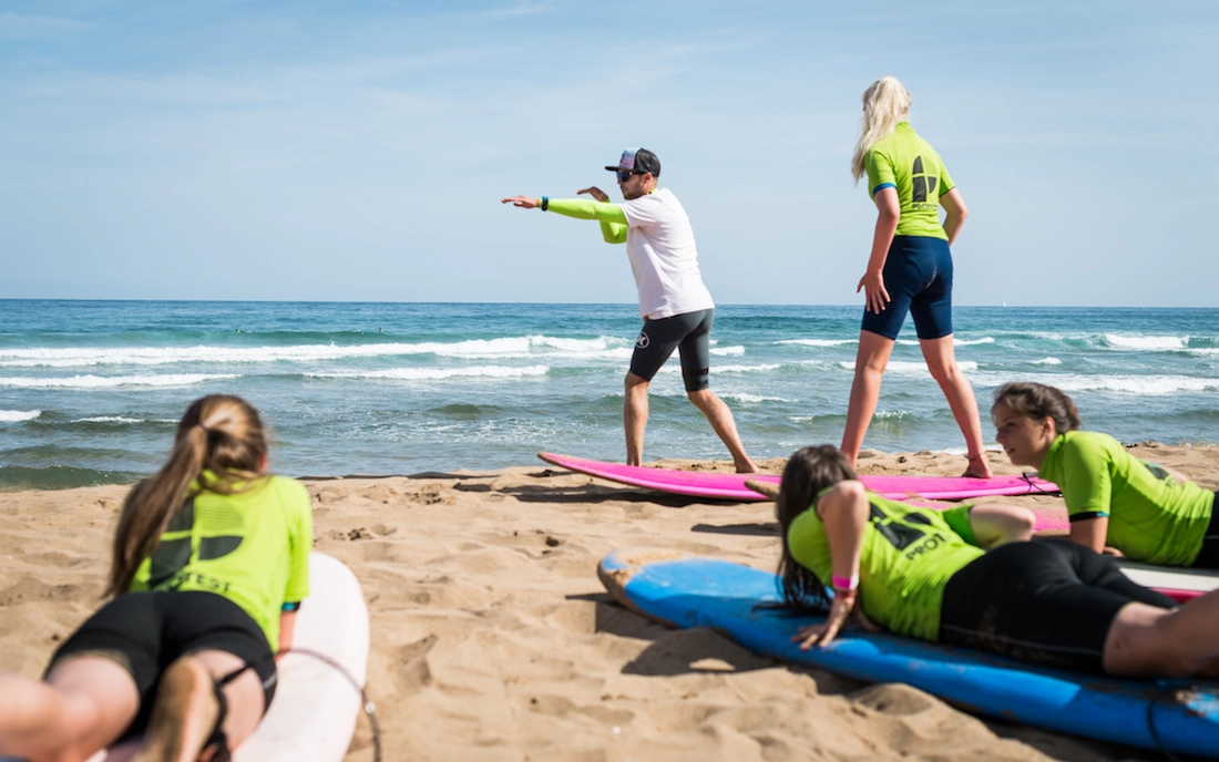 surf lesson at the beach in zarautz