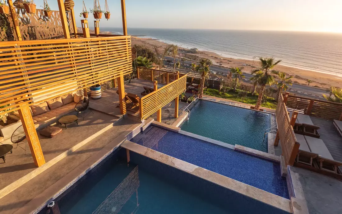 infinity pool at Sea View Surfcamp Morocco