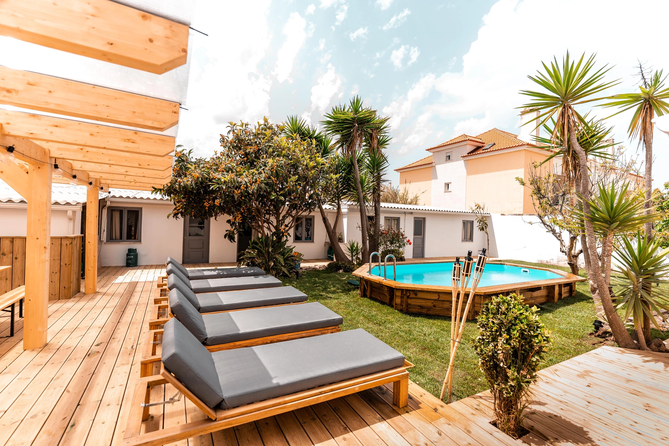 puresurfcamps peniche portugal garden pool