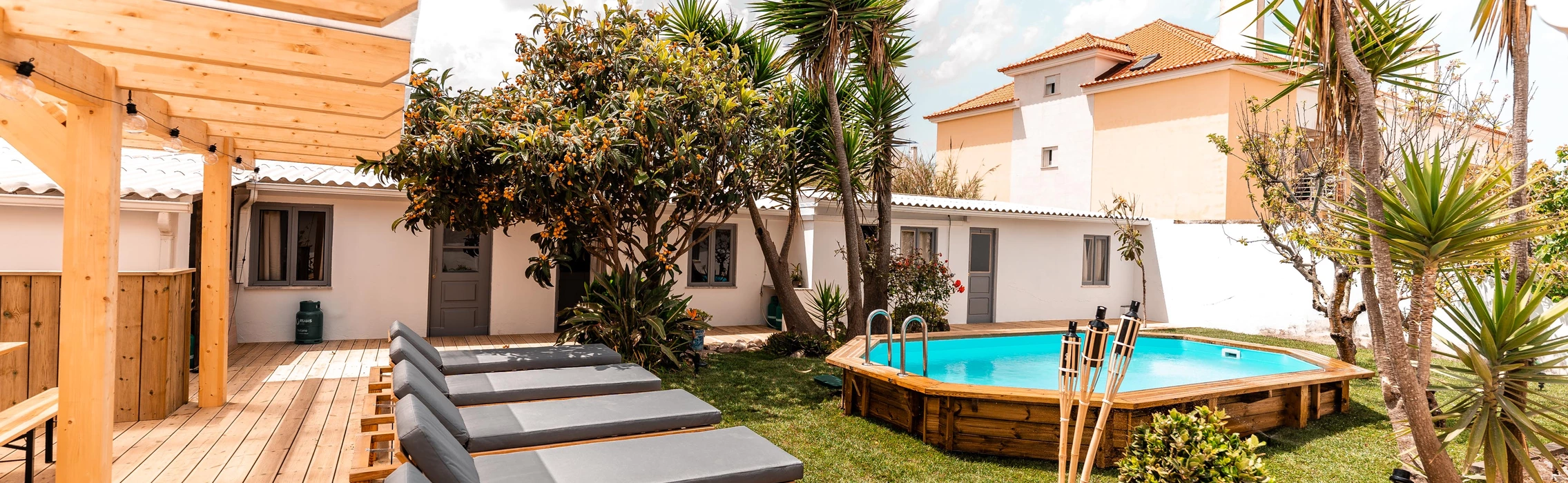 puresurfcamps peniche portugal garden pool