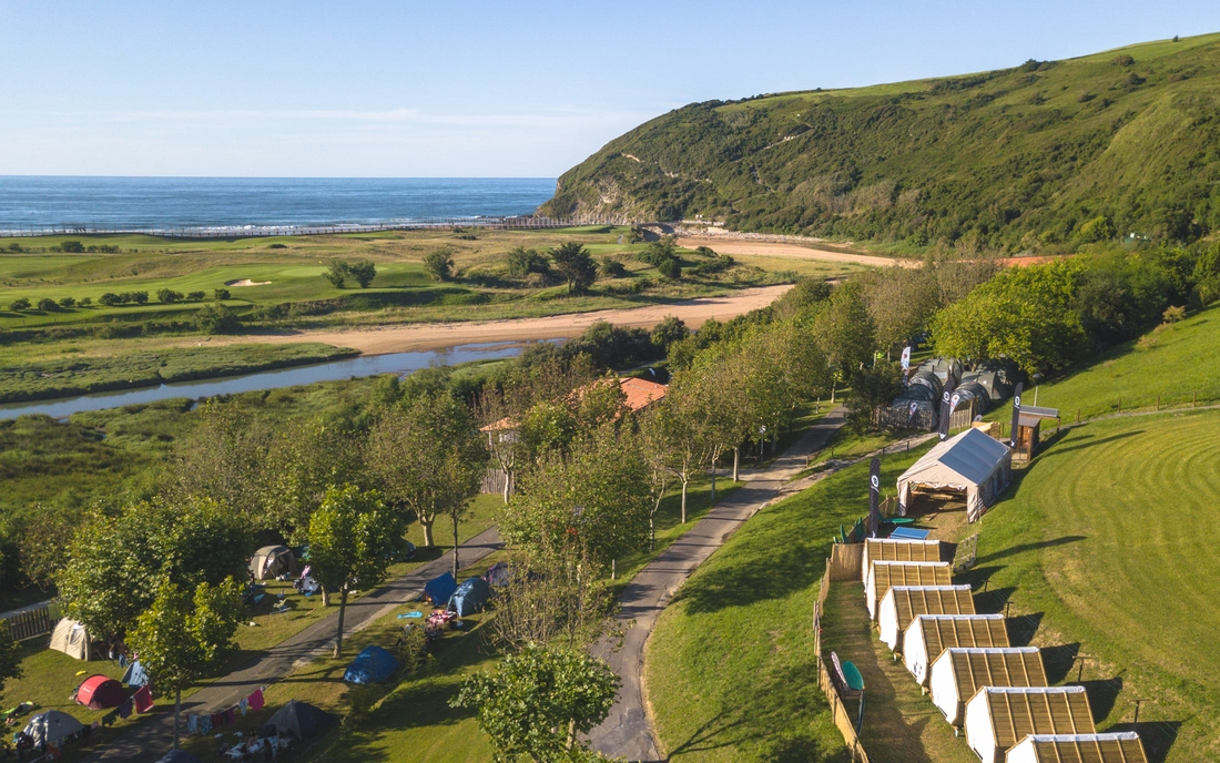 surf camp zarautz from above