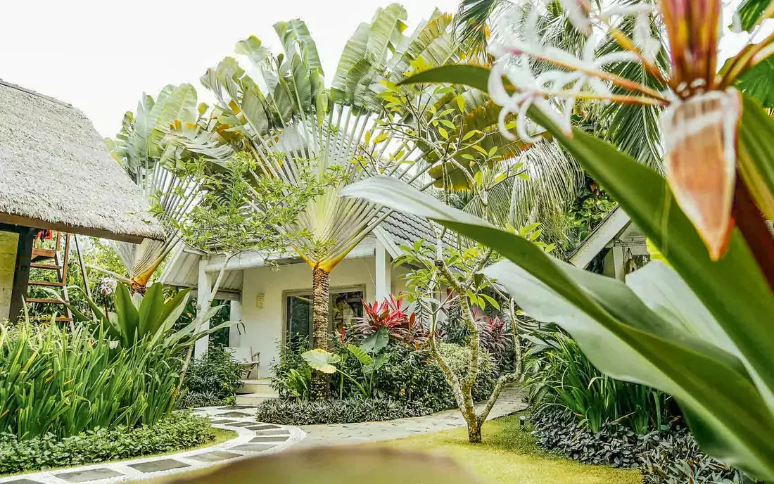 Large garden in front of the villa