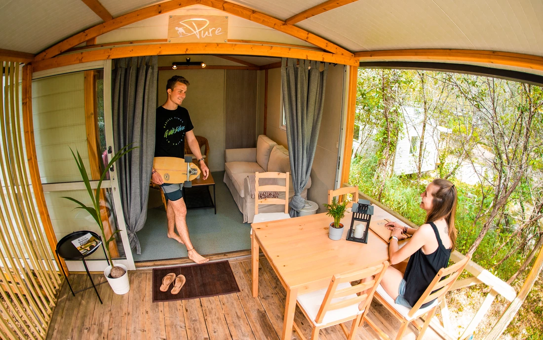 puresurfcamps Moliets Mobile Home Unterkunft nach dem surf chillen